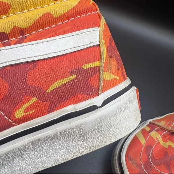 Vans Orange and yellow camouflage high-top sneakers, Men’s Size 7.5, Women’s 9 - Picture 8 of 12